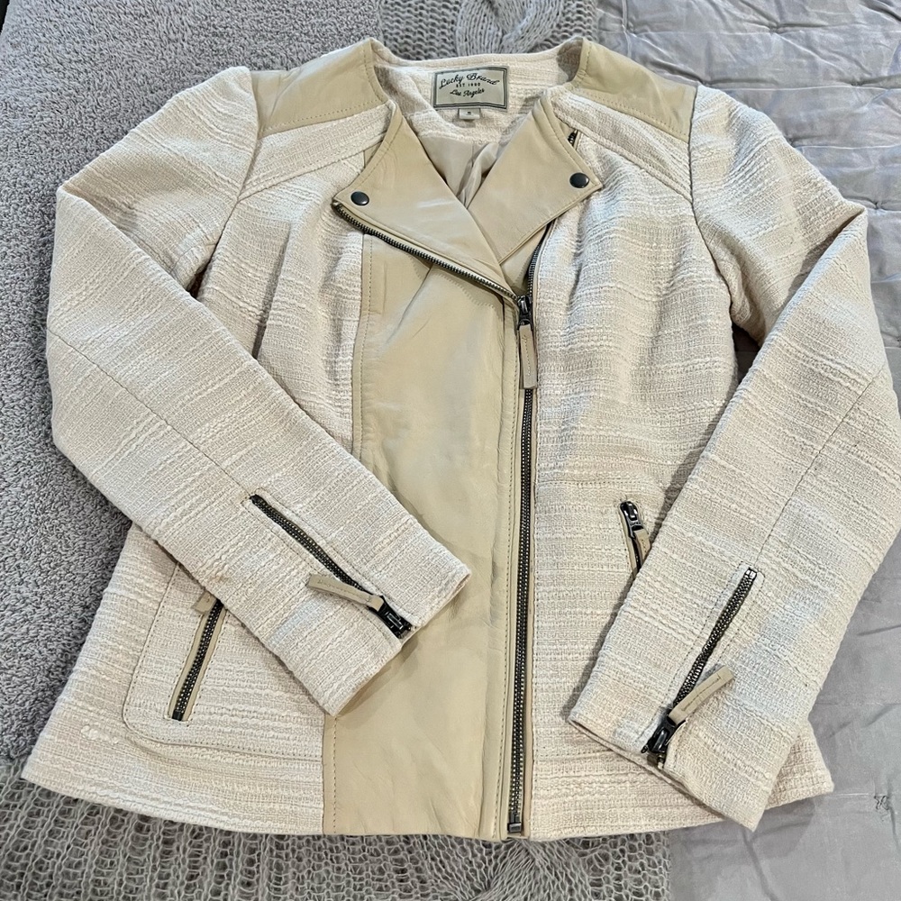 Lucky Brand Tweed/Leather Jacket Size S
